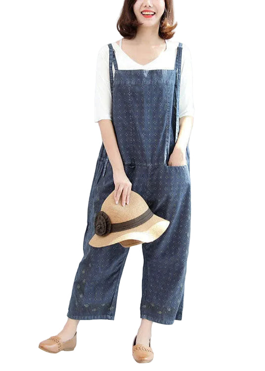 Dames Jumpsuitbroek Met Herfstblauwe Print Comfortabel Model 0