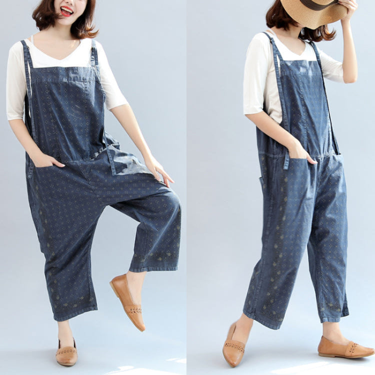 Dames Jumpsuitbroek Met Herfstblauwe Print Comfortabel Model 1
