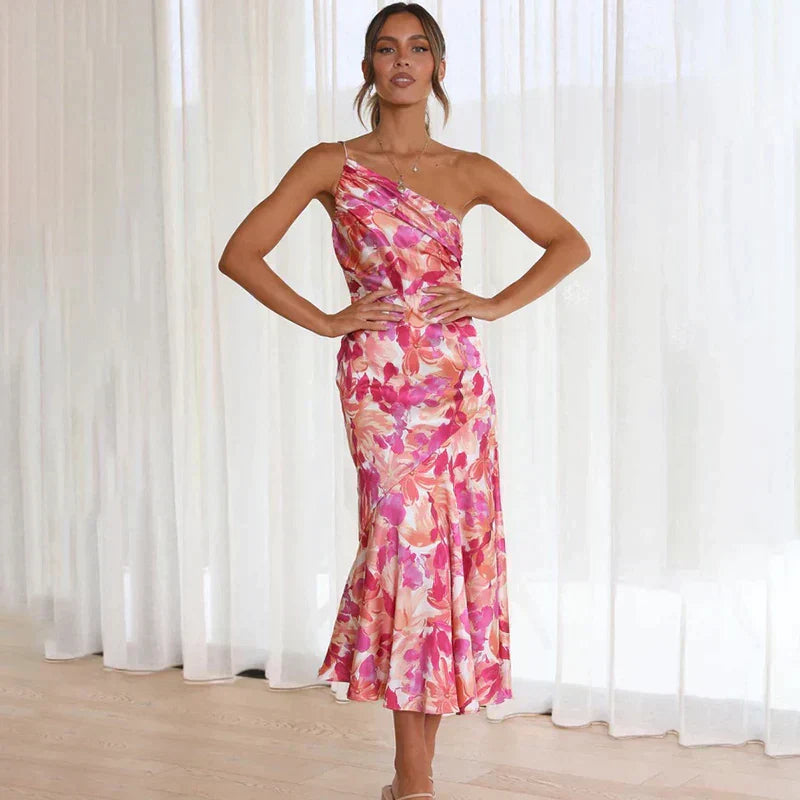 Dames Jurk Asymmetrisch Met Bloemenprint 3