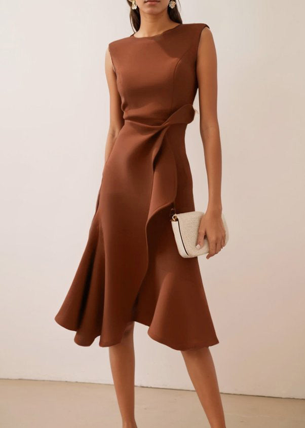 Dames Jurk Asymmetrisch Mouwloos Lichtgroen 4
