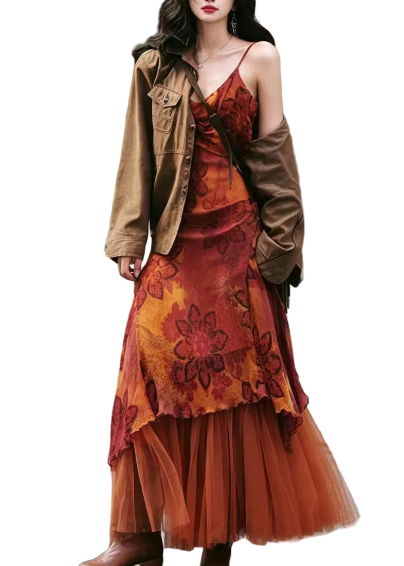 Dames Jurk Asymmetrisch Print Tweedelige Set voor Zomerse Evenementen 4
