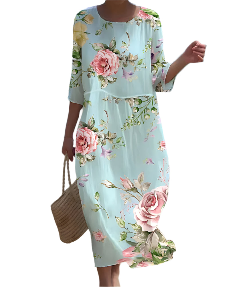 Dames Jurk Bloemrijke Elegante Stijl Lichte Stof 0