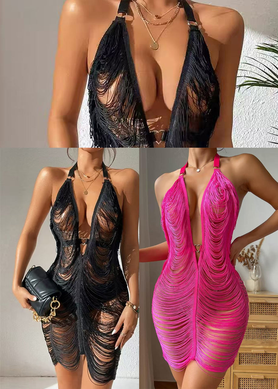 Dames Jurk Bohemien Stijl V-hals Rugloos Zomer 4