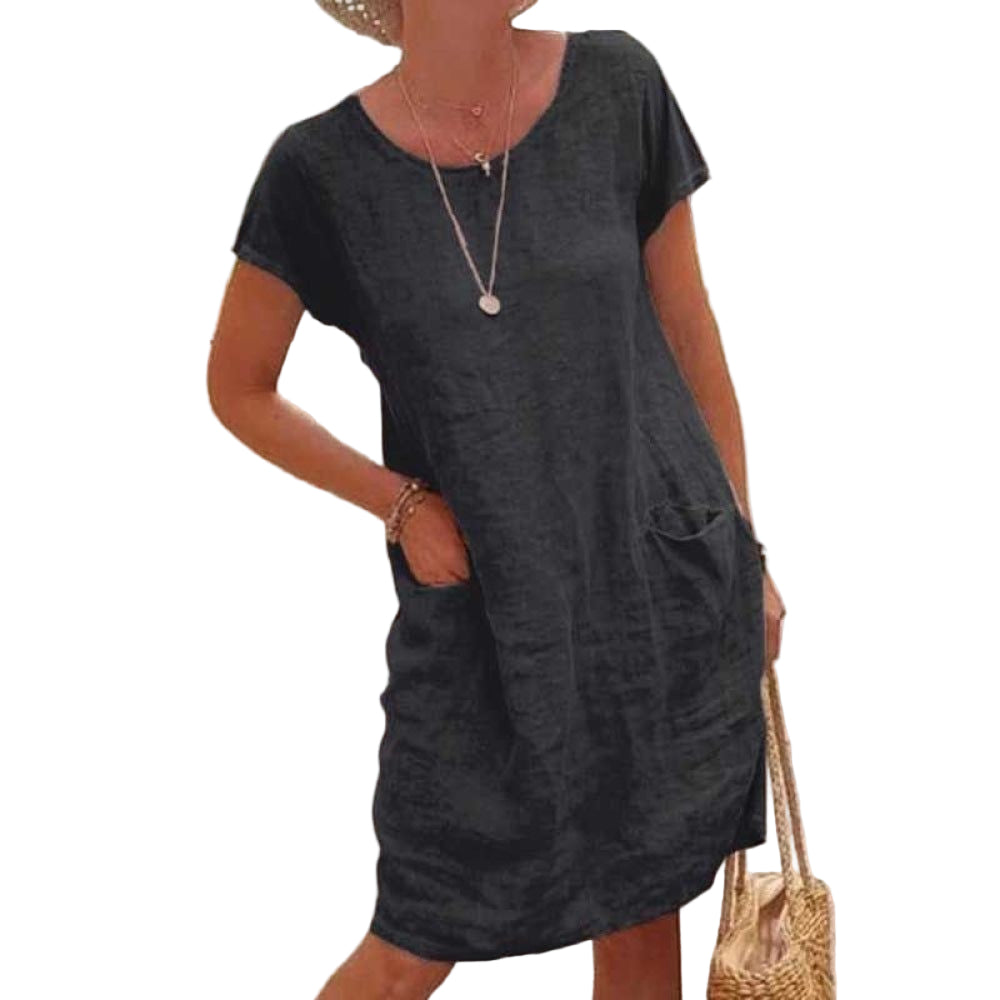 Dames Jurk Casual Leinen Stijl 0