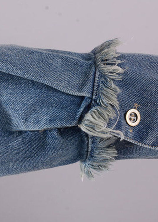 Dames Jurk Denim O-Hals met Knopen en Zakken Casual 4
