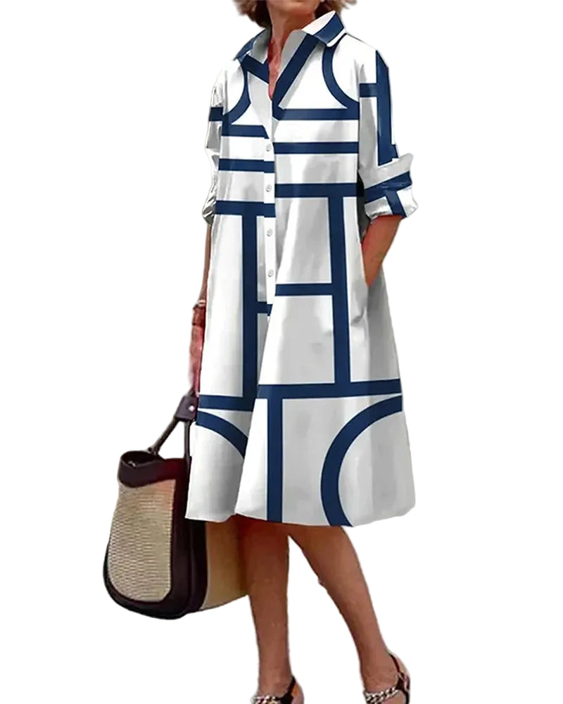 Dames Jurk Geometrische Print Modern en Stijlvol 0