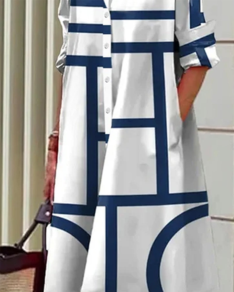 Dames Jurk Geometrische Print Modern en Stijlvol 1