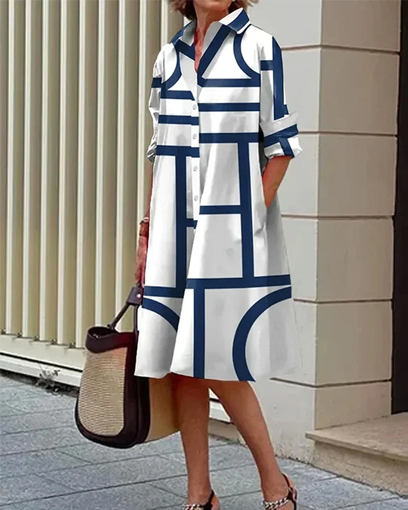 Dames Jurk Geometrische Print Modern en Stijlvol 4