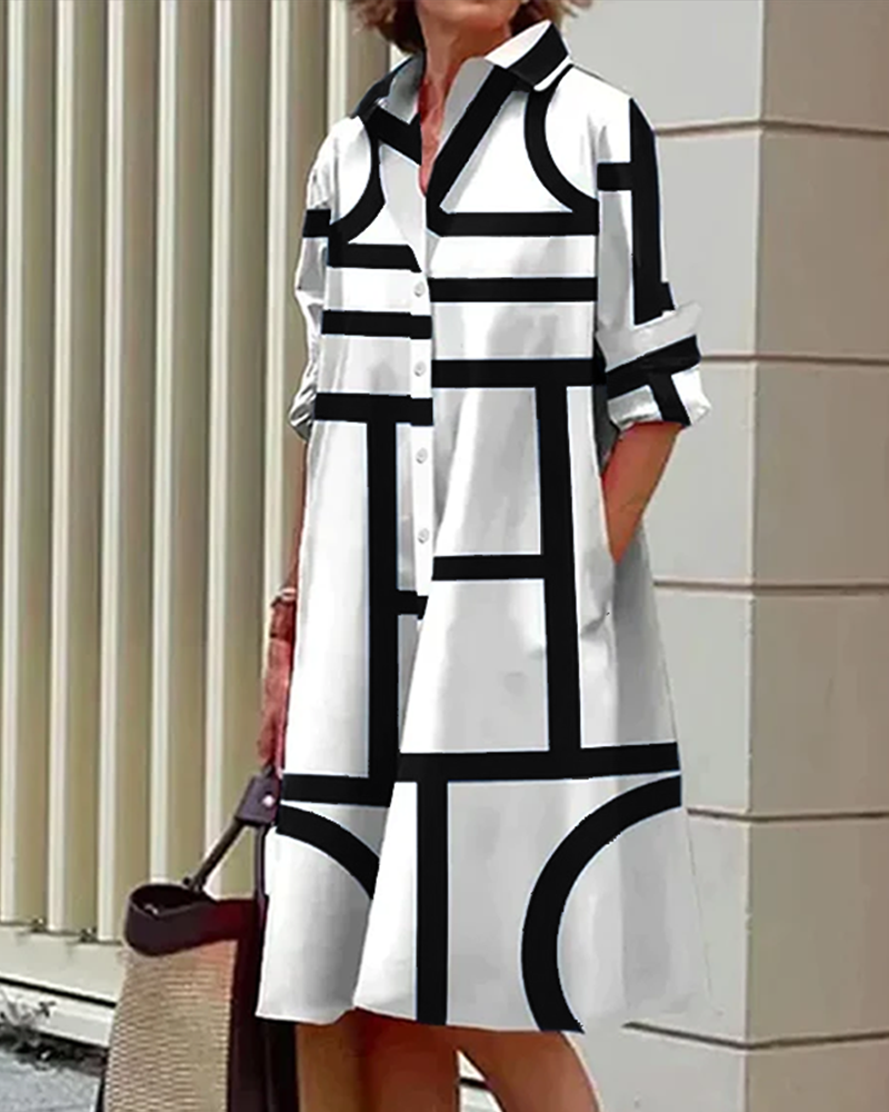Dames Jurk Geometrische Print Modern en Stijlvol 6