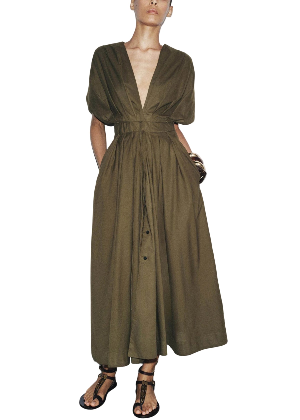 Dames Jurk Gerimpeld V-hals Zomerstijl 0