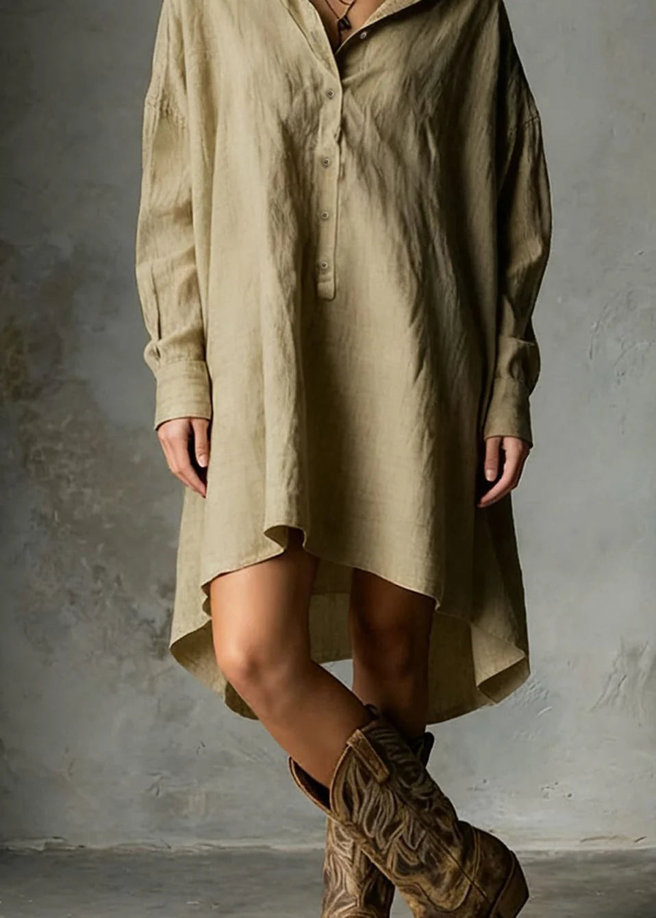 Dames Jurk Lange Mouwen Asymmetrische Zoom 2