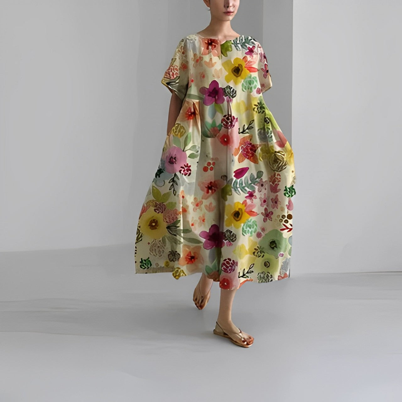 Dames Jurk Met Bloemenprint Zachte Katoen 4