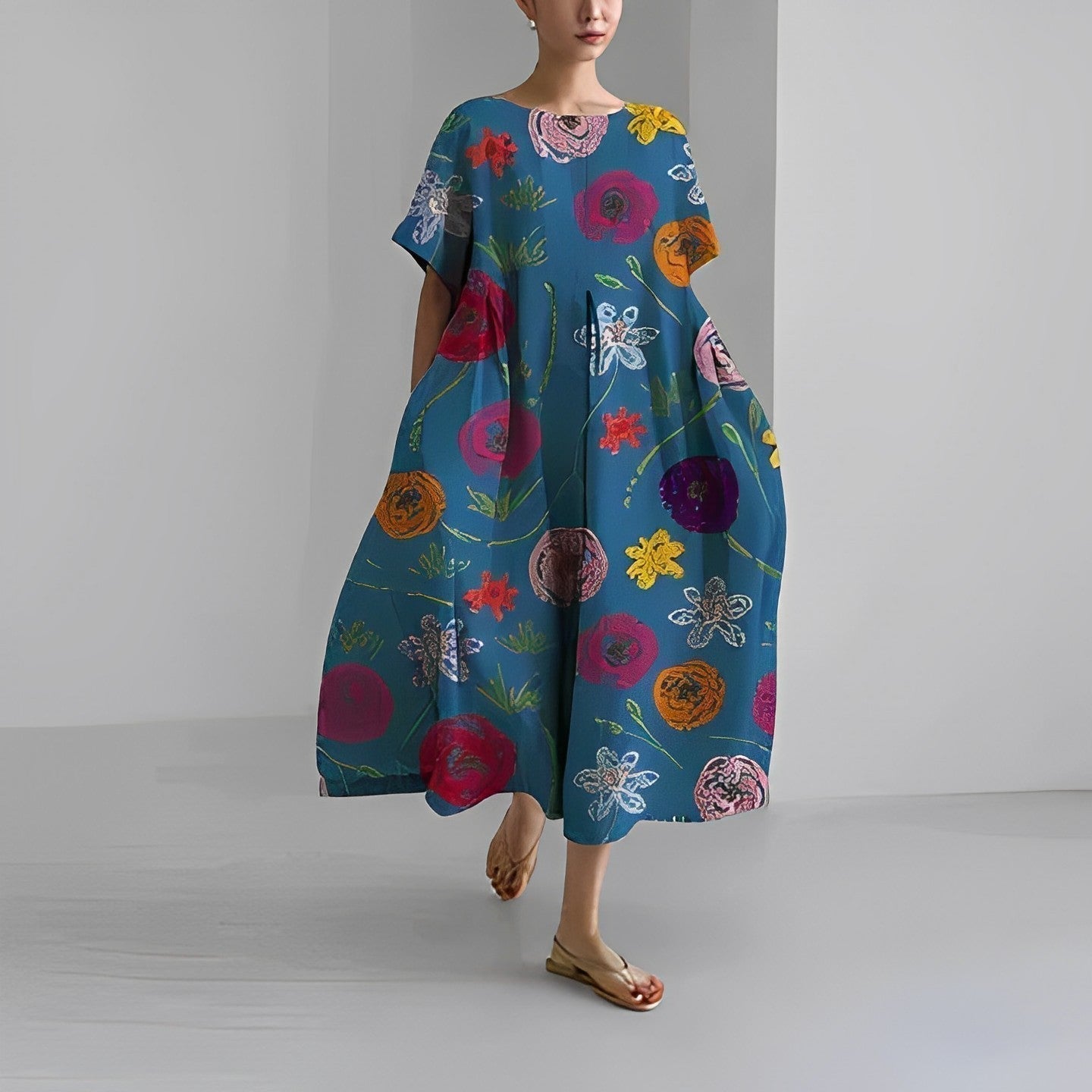 Dames Jurk Met Bloemenprint Zachte Katoen 6