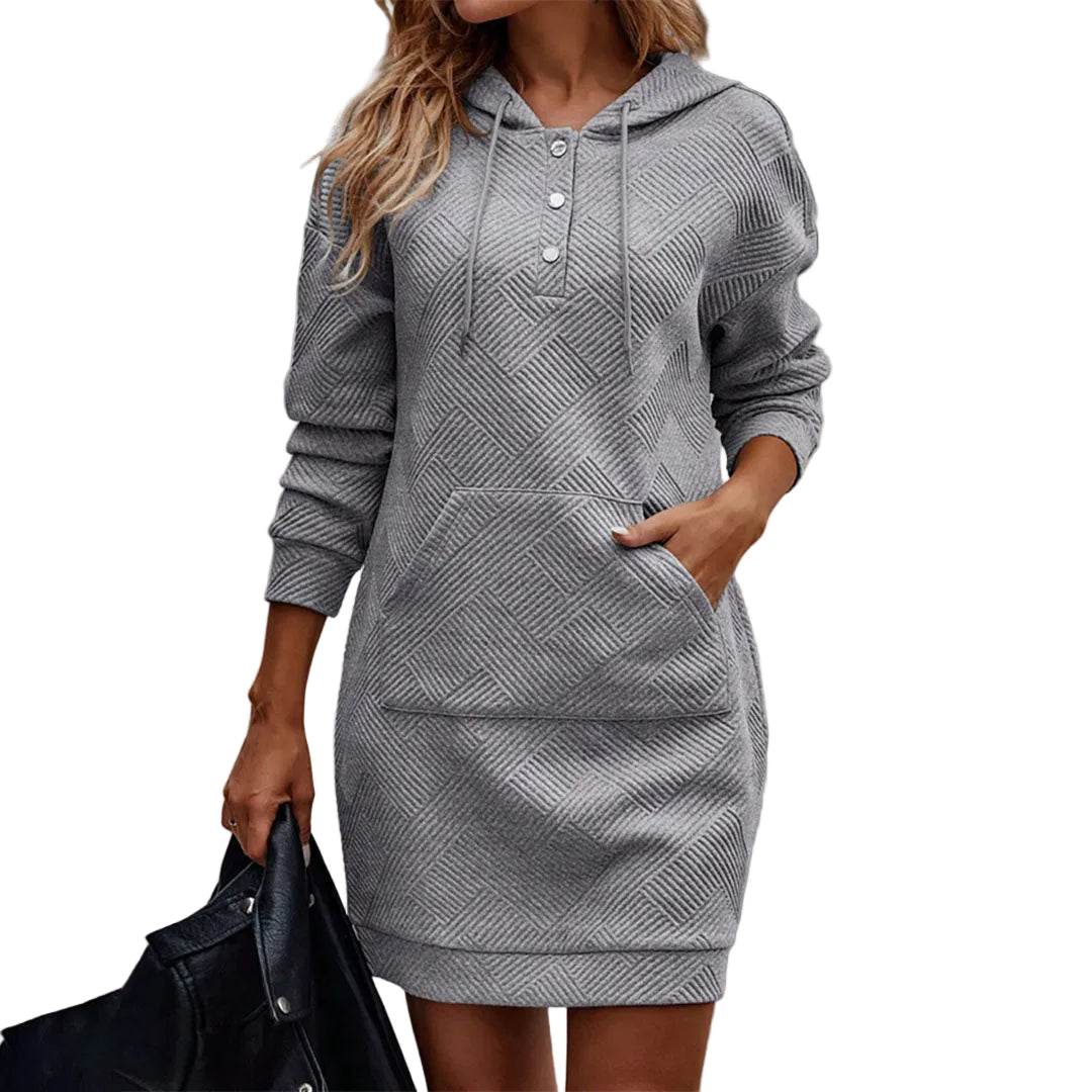 Dames Jurk Met Capuchon En Getailleerde Pasvorm Voor Herfst/Winter 0