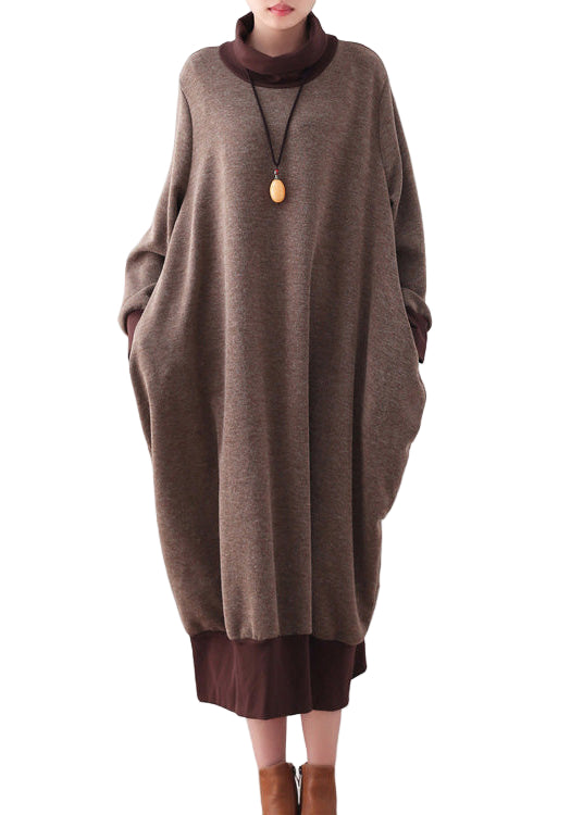 Dames Jurk Met Hoge Hals Losse Pasvorm Casual 0