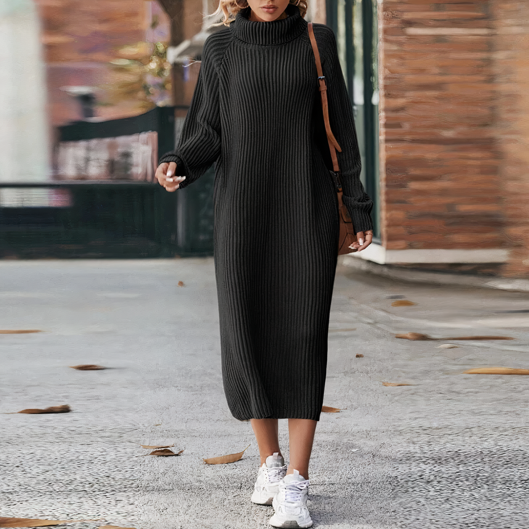 Dames Jurk Met Lange Mouwen Casual Midi Stijl 1
