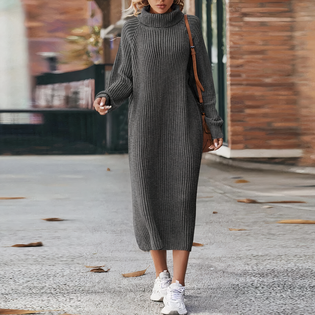 Dames Jurk Met Lange Mouwen Casual Midi Stijl 3