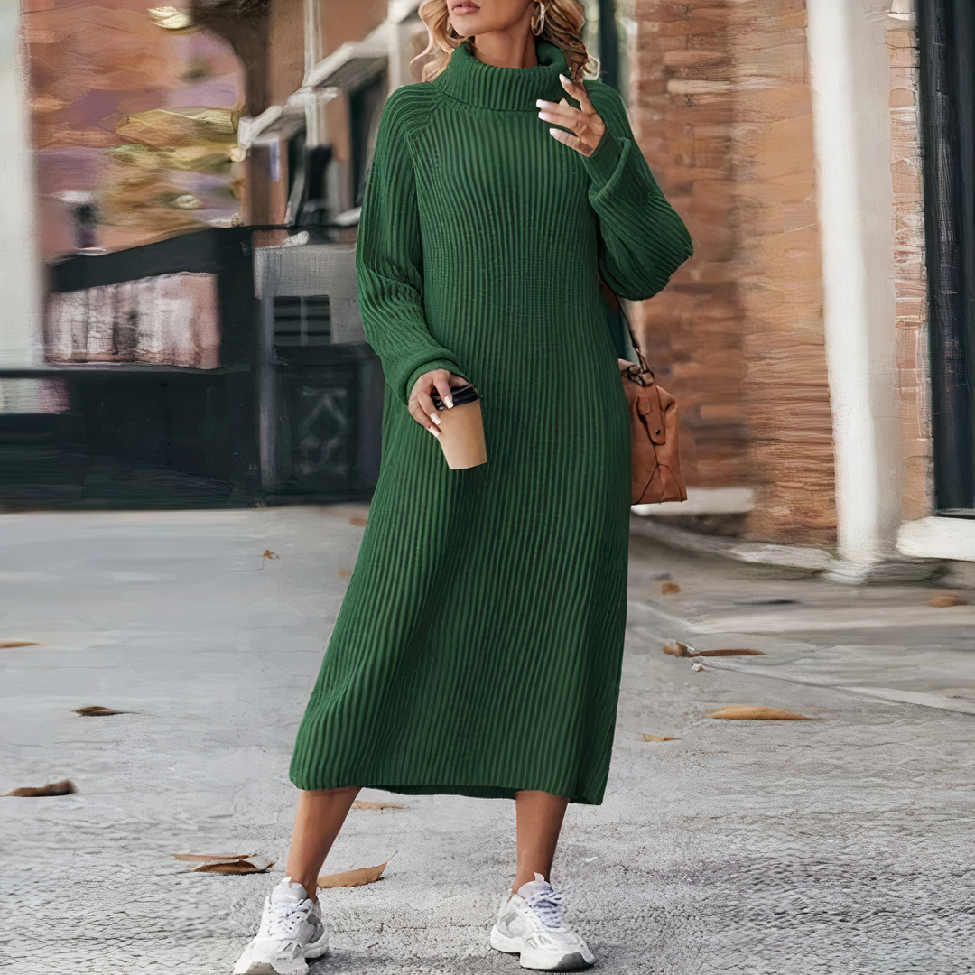 Dames Jurk Met Lange Mouwen Casual Midi Stijl 4