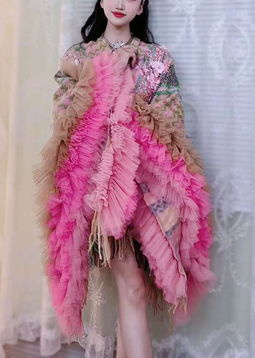 Dames Jurk Mid-Cape Met Lange Mouwen En Print 1