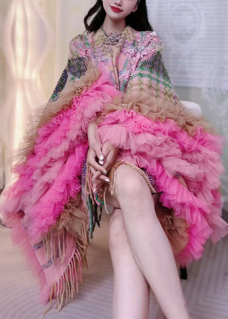 Dames Jurk Mid-Cape Met Lange Mouwen En Print 2