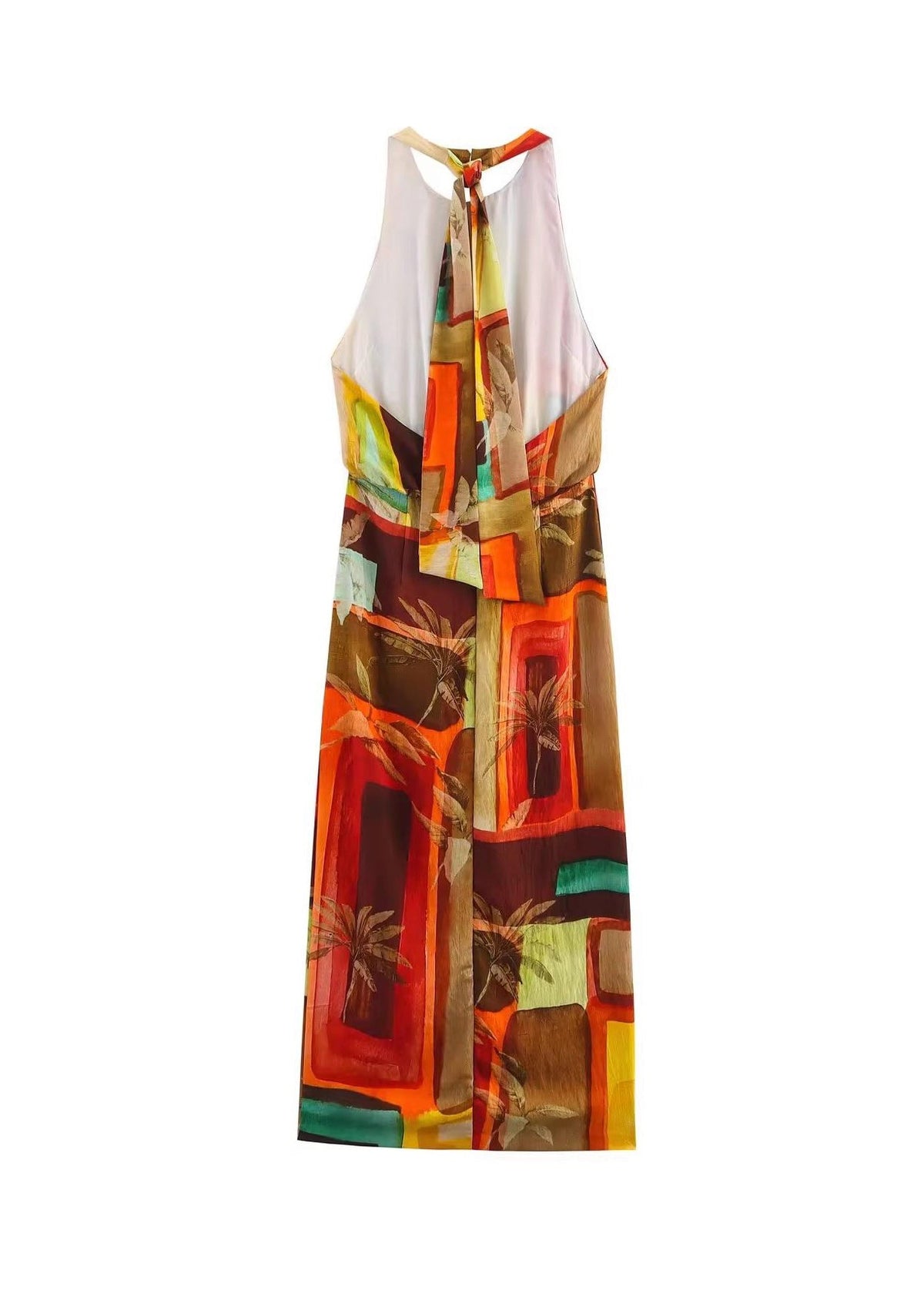 Dames Jurk Mouwloos Bohemien Print Open Rug 4
