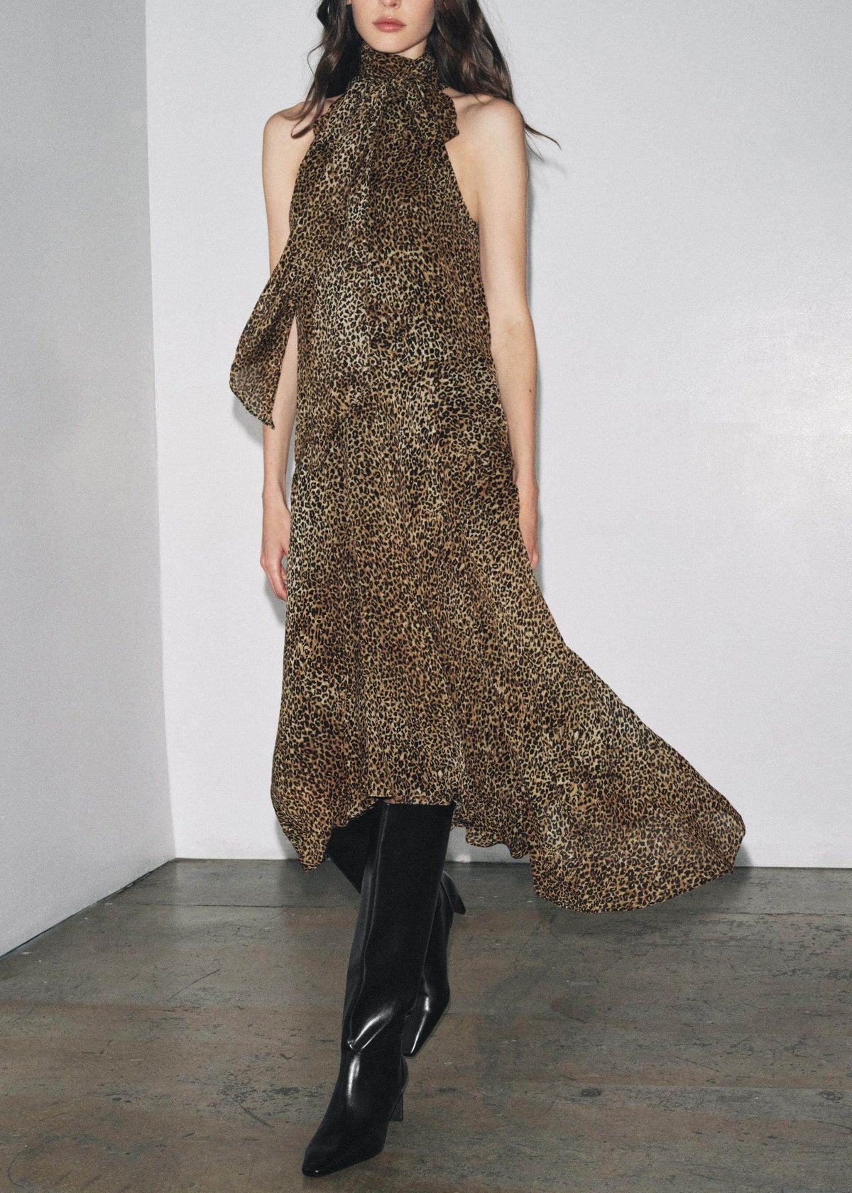Dames Jurk Mouwloos Luipaardprint Patchwork 1