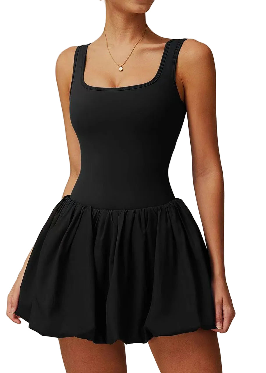 Dames Jurk Mouwloos Met U-hals En Ingebouwde Shorts 0