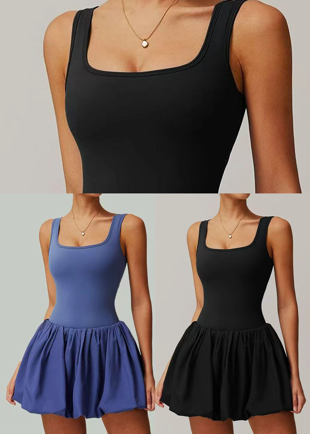 Dames Jurk Mouwloos Met U-hals En Ingebouwde Shorts 4