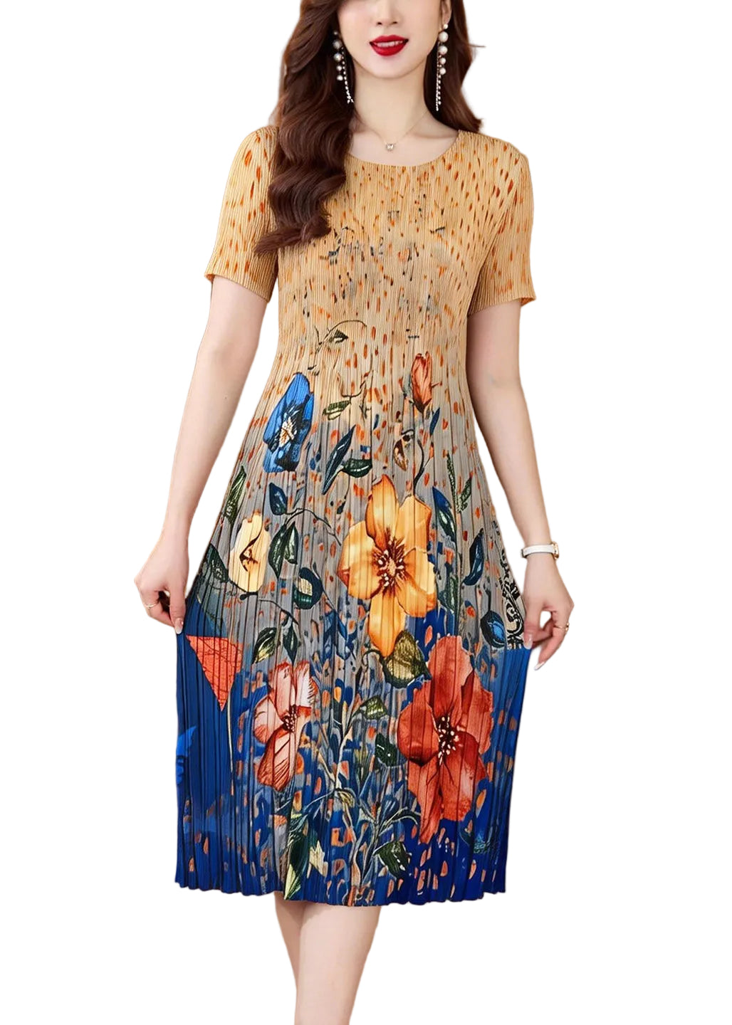 Dames Jurk O-hals Gerimpeld Zomerstijl 0