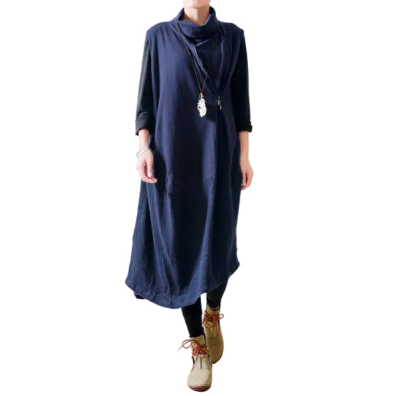 Dames Jurk Oversized Kaftan Met Schouderrits Herfststijl 0