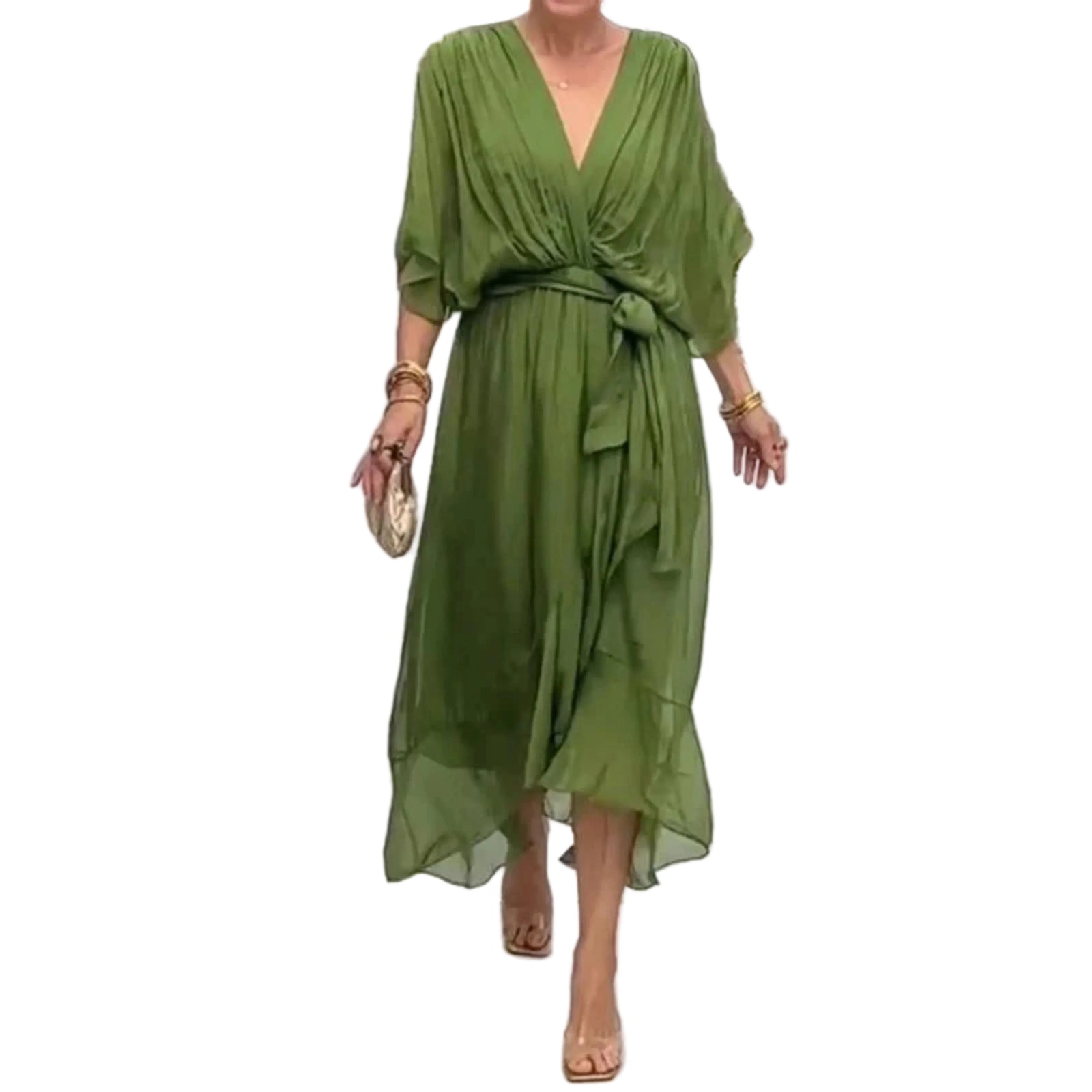 Dames Jurk V-Hals Casual Chic voor Zomer en Bruiloft 0