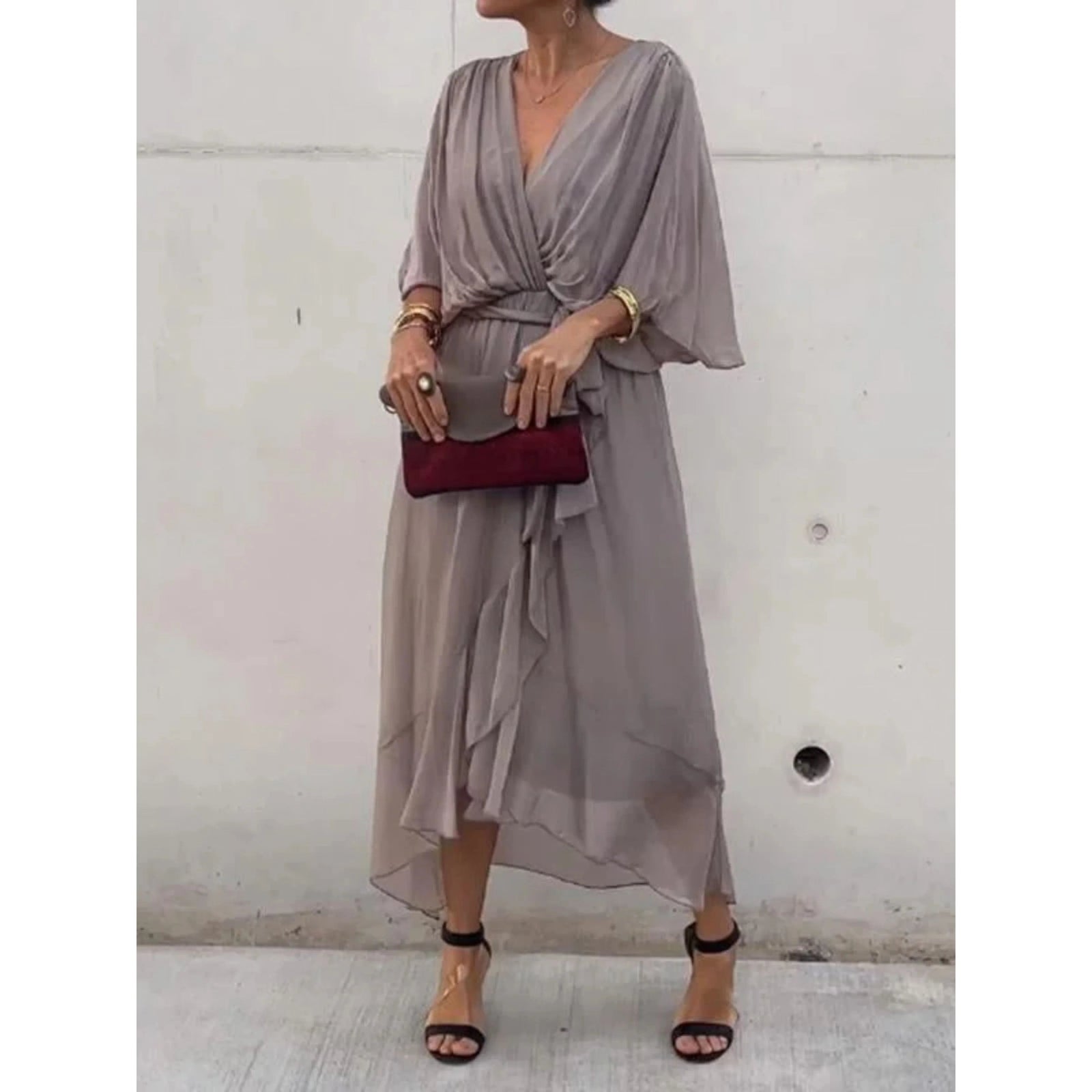Dames Jurk V-Hals Casual Chic voor Zomer en Bruiloft 8