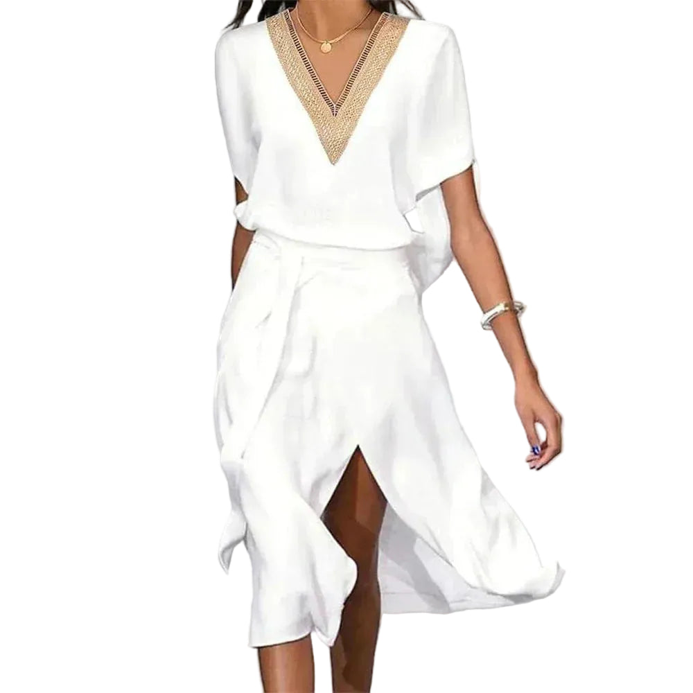 Dames Jurk V-hals Tijdloos Design voor Zomer en Speciale Gelegenheden 0