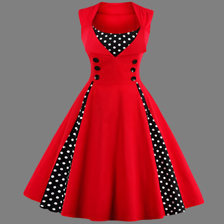 Dames Jurk Vintage Retro Stijl Flatterende Pasvorm Hoogwaardige Stof 1