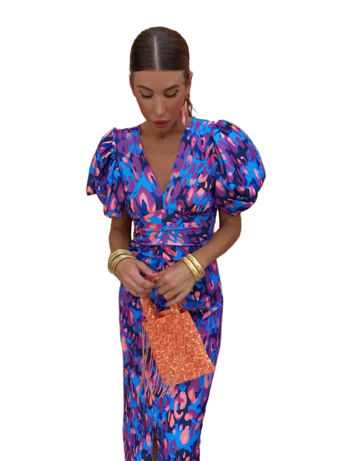Dames Jurk Zomer Met Pofmouwen En Print Nieuwe Collectie 0