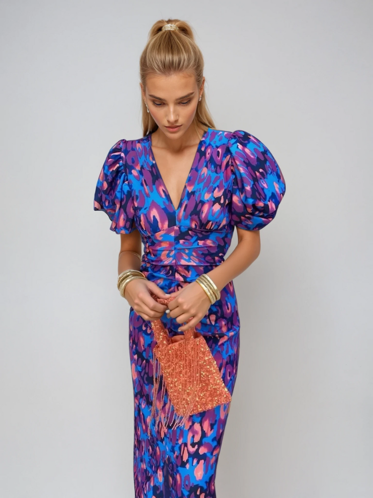 Dames Jurk Zomer Met Pofmouwen En Print Nieuwe Collectie 1