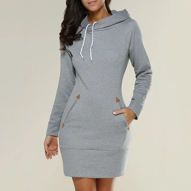 Dames Jurk met Kap Casual Stijl voor Winterdagen 4