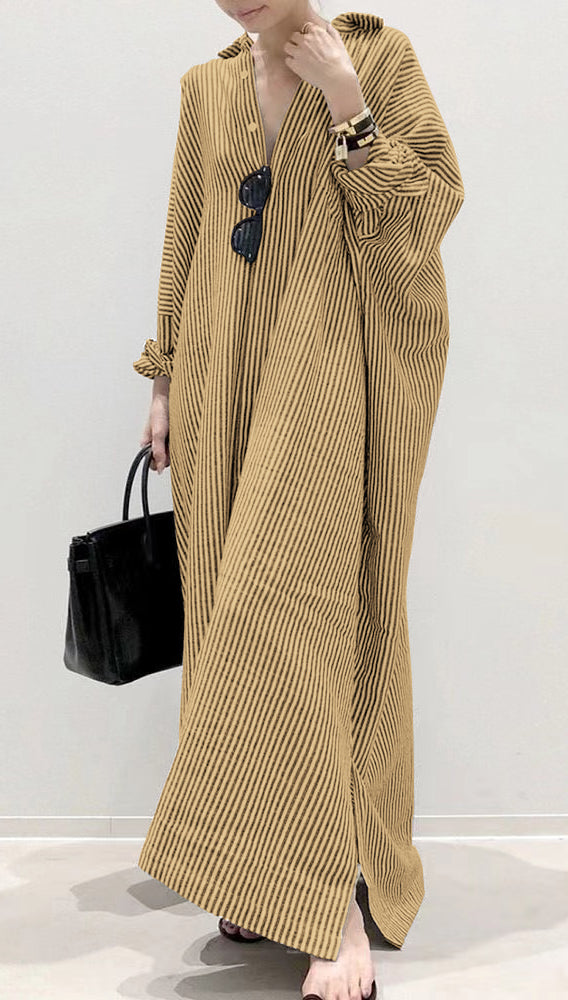 Dames Jurk met Peter Pan Kraag en Gestreept Design 8