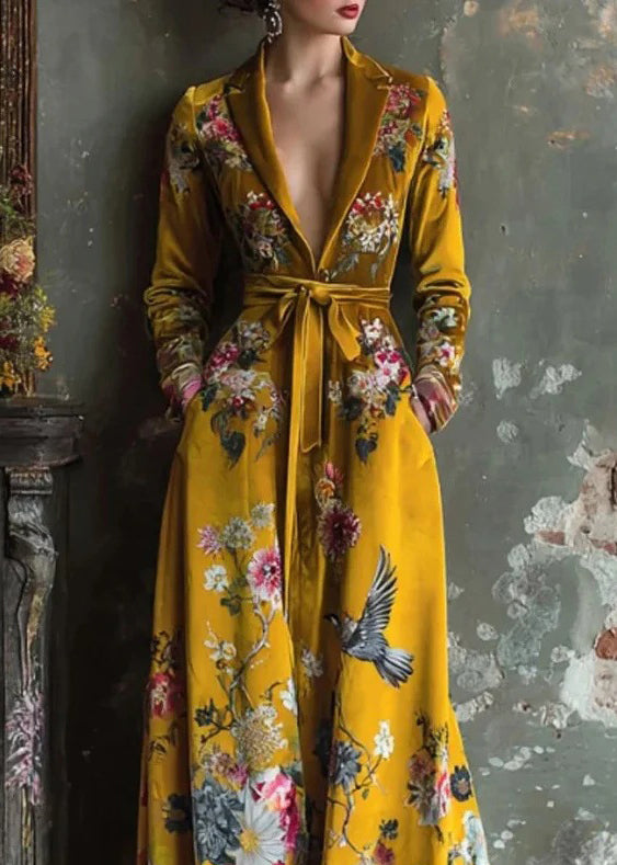 Dames Jurk met Peter Pan Kraag en Patchwork Print 1