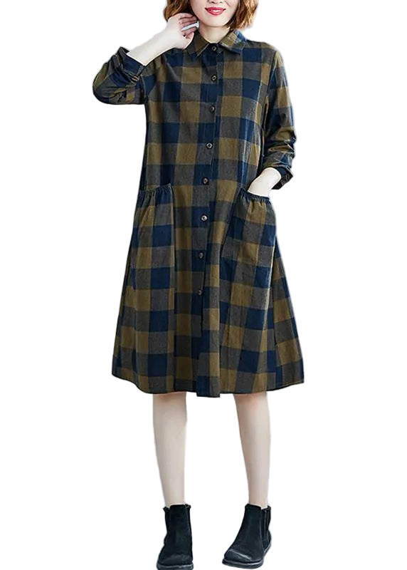 Dames Jurk met Reverszakken en Plaid Design 0