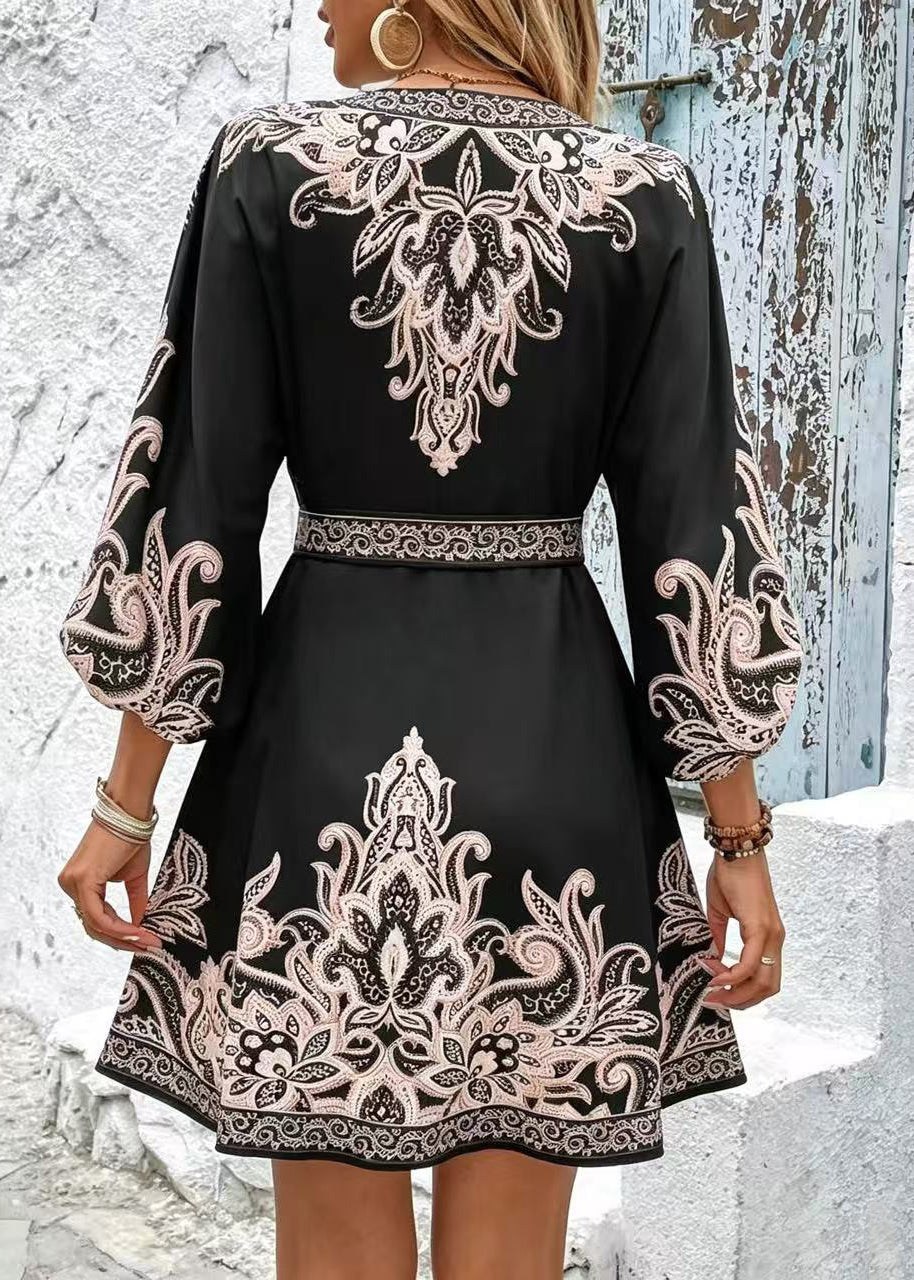 Dames Jurk met Taille Stropdas en Print Zomerstijl 3