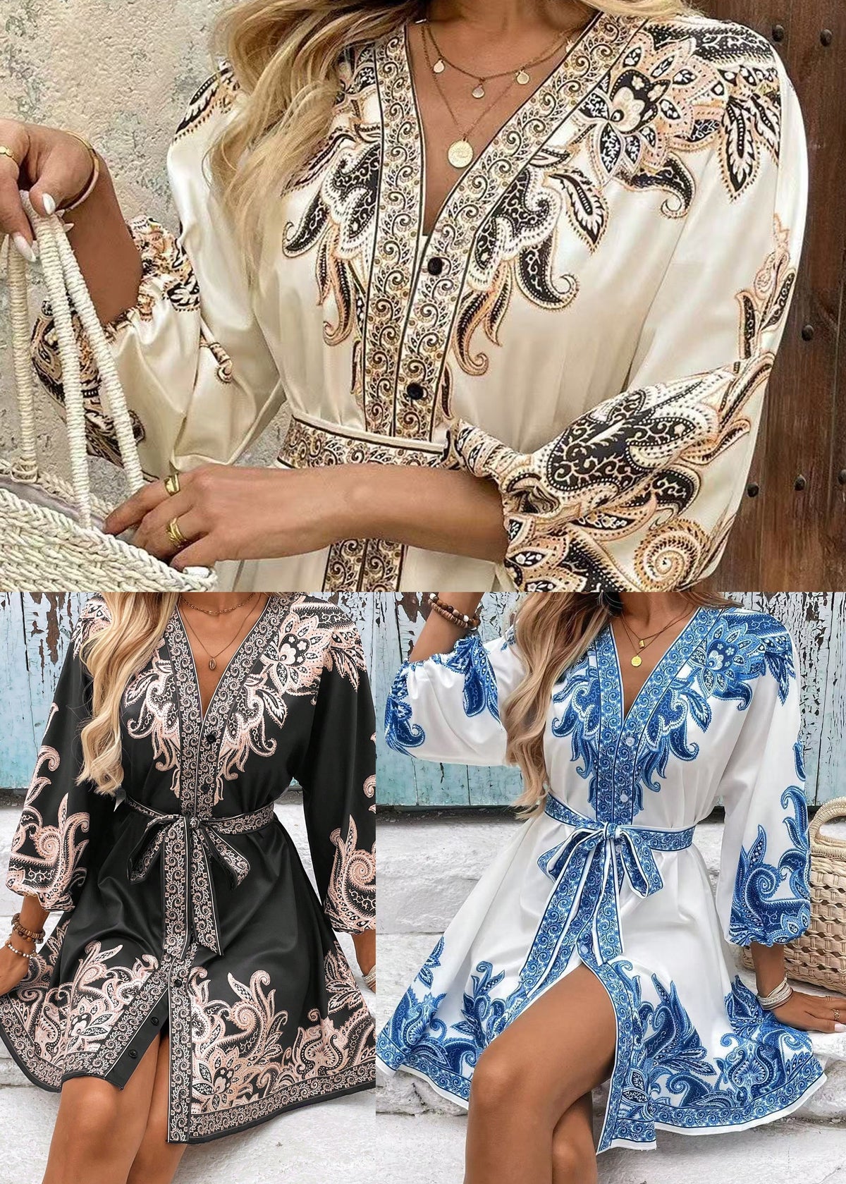 Dames Jurk met Taille Stropdas en Print Zomerstijl 4