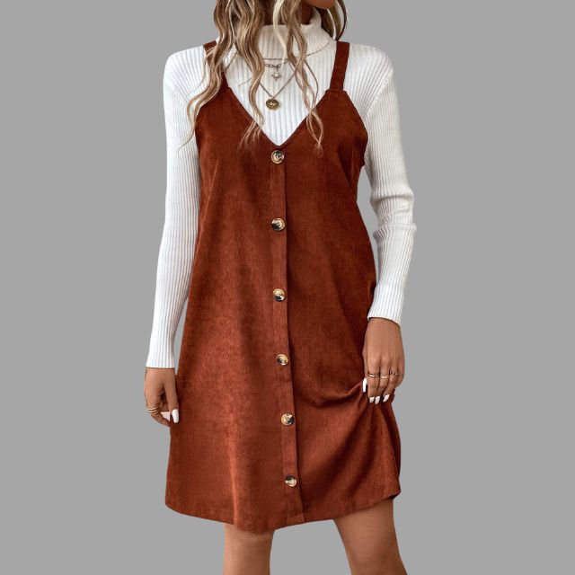 Dames Jurk met V-hals en Knoopdetails 2