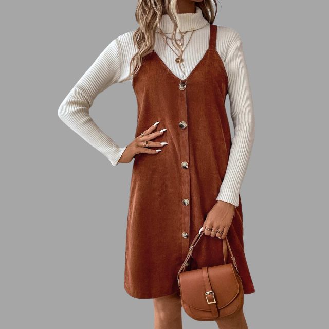 Dames Jurk met V-hals en Knoopdetails 3