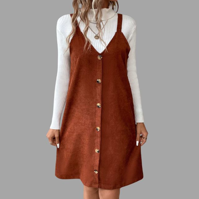 Dames Jurk met V-hals en Knoopdetails 4