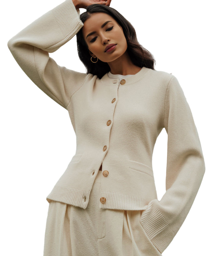 Dames Kashmir Cardigan met Knopen 0