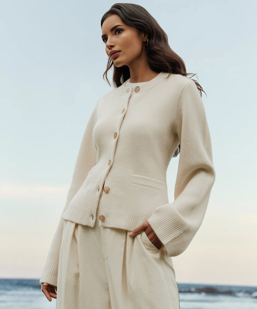 Dames Kashmir Cardigan met Knopen 1