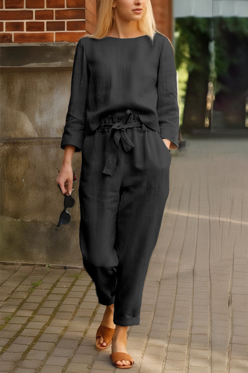 Dames Katoen Linnen Zomer Set Casual Stijl 4