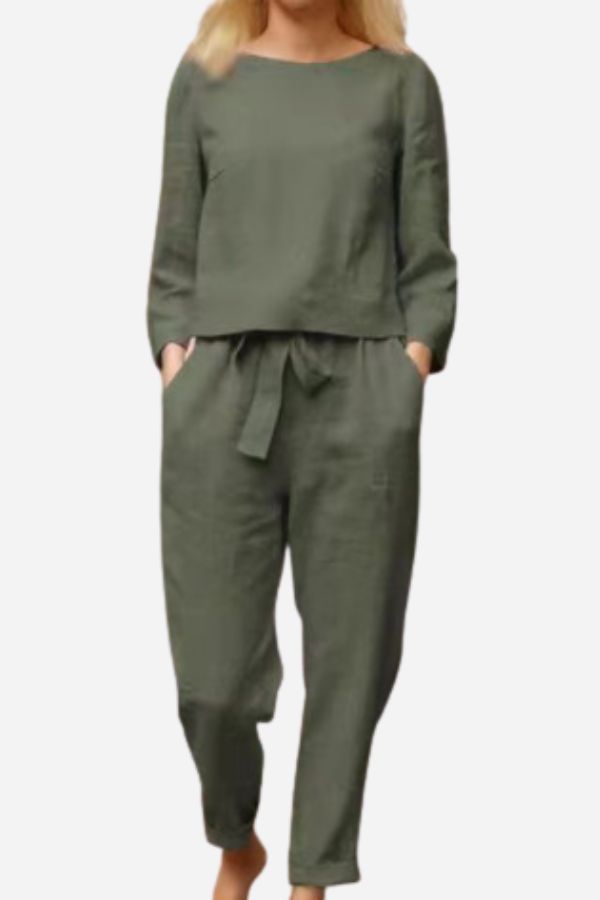 Dames Katoen Linnen Zomer Set Casual Stijl 7