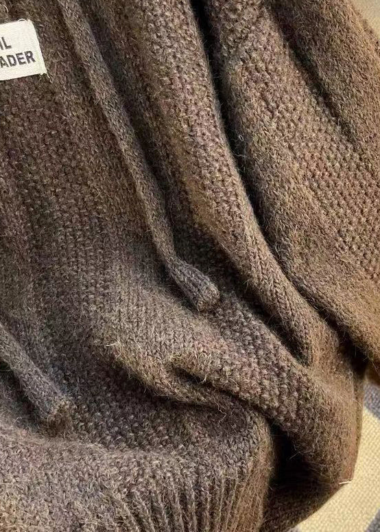 Dames Katoenen Gebreide Hoodie met Vetersluiting 3